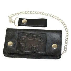 Austin Leather Mens Live To Ride Ride To Live Bifold Removable Chain Top Grain Leather Biker Motorcycle Trucker Wallet