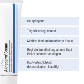 aknederm Cream 2 x 30 g - Mattifying Face Cream Against Pimples & Blemished Skin - Sebum Regulating Moisturising Cream for an Even Skin Complexion - Anti Pimples with Zinc Oxide and Perfume Free
