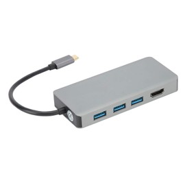 Type‑C USB Hub, Type‑C to Aluminum Alloy USB Hub, Plug and Play, Hot Swap Portable 4K Converter for Monitors Projectors Televisions