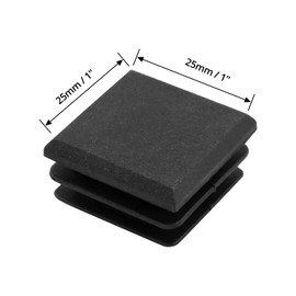 QWORK Square Plastic End Caps, Inner Plugs Square Ribbed Tube for Tables Desks Chairs Bed Furniture Foot Plug Steel Pipe Cover, 1” x 1” / 25 x 25mm, 20 PCS