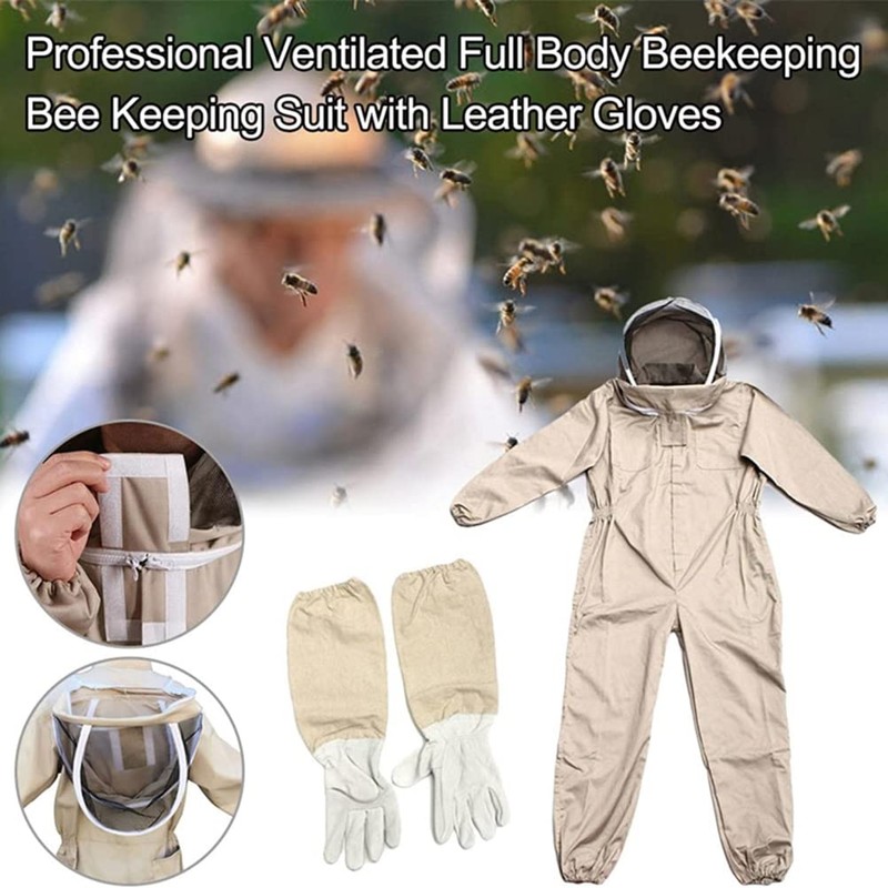 Beekeeping Protective Suit with Gloves Professional, Bee Keeper Gear, Coveralls