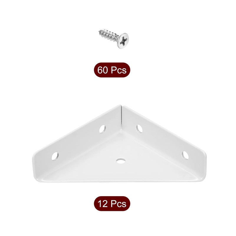 uxcell 12Pcs Angle Corner Brackets, 65x19x65mm Cold Rolled Steel Braces