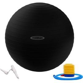 Elevon Yoga Exercise Ball, Anti-Burst and Slip Resistant Workout Ball - Yoga, Fitness, Core & Physical Therapy, Birthing Ball with Quick Pump, 2,000-Pound Capacity, Black, 18-inch, S