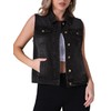 CIMUK Women's Denim Vest Button Down Jacket W Chest Flap