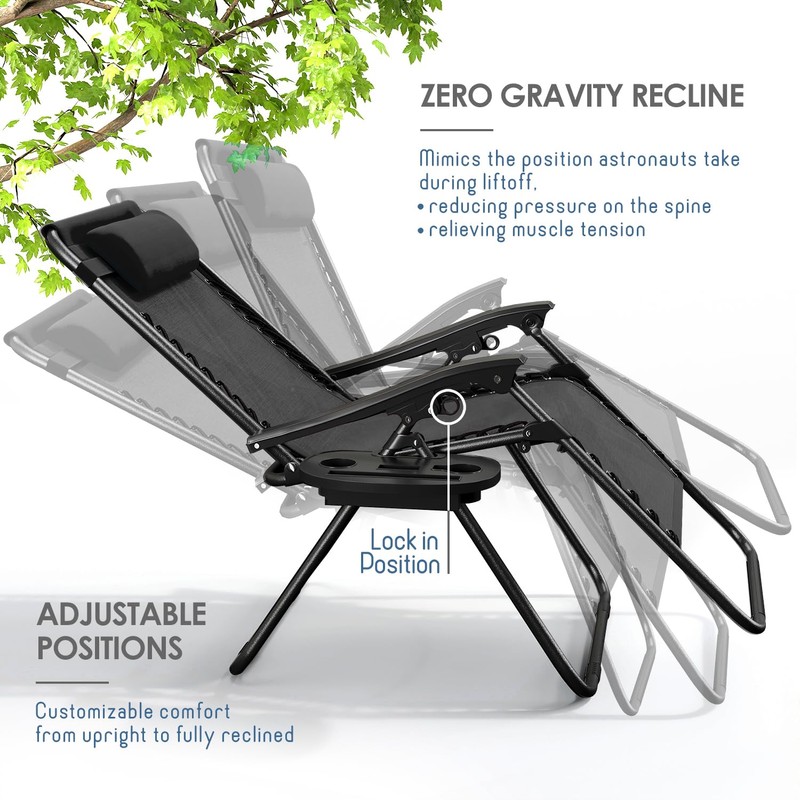 Nestl Zero Gravity Chairs, Portable Patio Lounge Chair Outdoor with