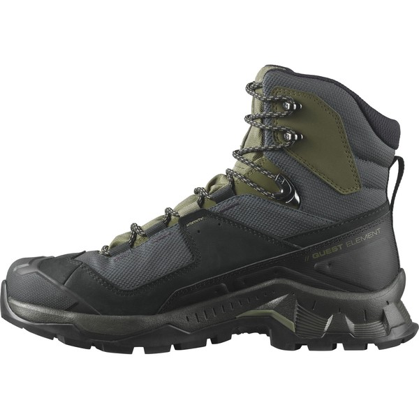 Salomon Quest Element Gore-TEX Hiking Boots for Men, Black/Deep Lichen Green/Olive Night, 10.5