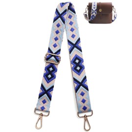 Colourful Shoulder Strap Width 3.8 cm Adjustable Length 75-135 cm for Shoulder Bag Carry Bags Gold Clasp, Blue