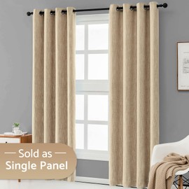 Melodieux 1 Piece Opaque Curtains with Eyelets Thermal Short Cotton Blackout Curtain for Bedroom Living Room Nursery Baby Room