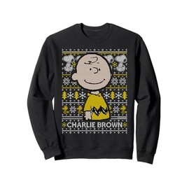 Peanuts Christmas Charlie Brown Knitting Pattern Sweatshirt, black
