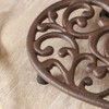 Antique Brown Scrolled Heart Pan Rest Trivet Stand Mothers Day