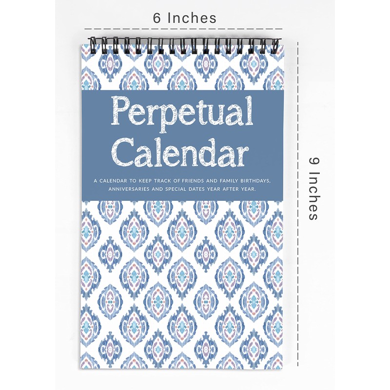 Inkdotpot Ikat Perpetual Calendar, Important Dates to Remember- 6x9 Monthly