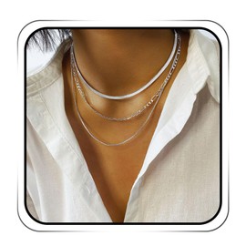JEAIRTS Layered Herringbone Necklace Silver Snake Chain Choker Necklaces Dainty Necklace Jewelry for Women