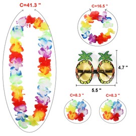 XEPST 12 Pack Hula Skirt Costume Kit for Hawaii Luau Party - Dancing Hula with Hawaiian Lei, Pineapple Sunglasses for Women, 2-Person Set - Tropical Luau Party Costume for Couples, Friends & Family