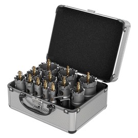 CSOOM 16PCS Carbide Hole Saw Kit, Heavy Duty Metal Hole Cutter Set, Alloy Steel Hole Saws for Wood, Metal, Plastic, Drywall, DIY & Professional Use