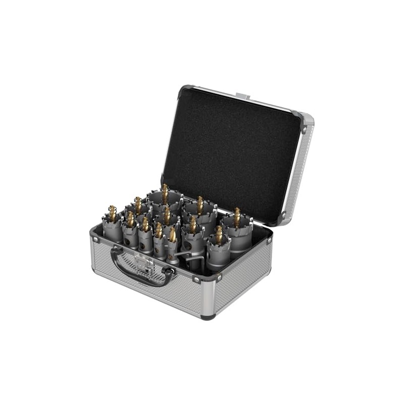 CSOOM 16PCS Carbide Hole Saw Kit, Heavy Duty Metal Hole
