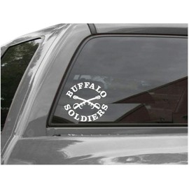 Sticker Buffalo Soldiers Decal United States Army Military for Car Truck Window Laptop Bumper US Flag 4.0 W x 3.6H in (White)