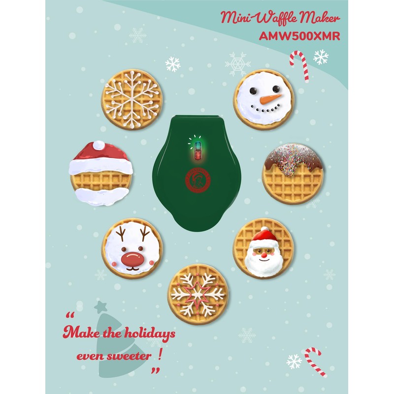 Bestron Mini Waffle Iron, Christmas Edition, Limited Edition, Waffle Maker