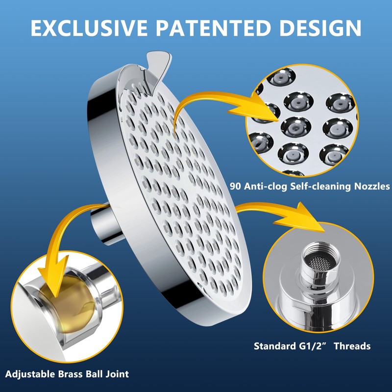 SOMDARHK High Pressure Shower Head: Rain Fixed Shower Heads with