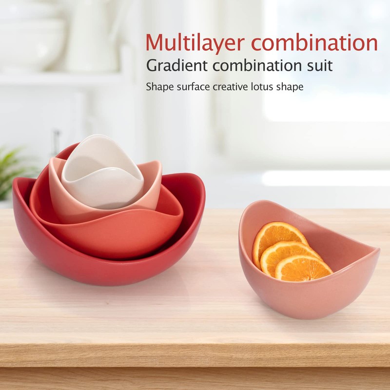Notakia Salad Bowls, 5 Packs Serving Bowls Porcelain,Lotus Shaped Pasta