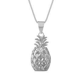 Sterling Silver Large Pineapple Pendant Necklace, 16+2" Extender