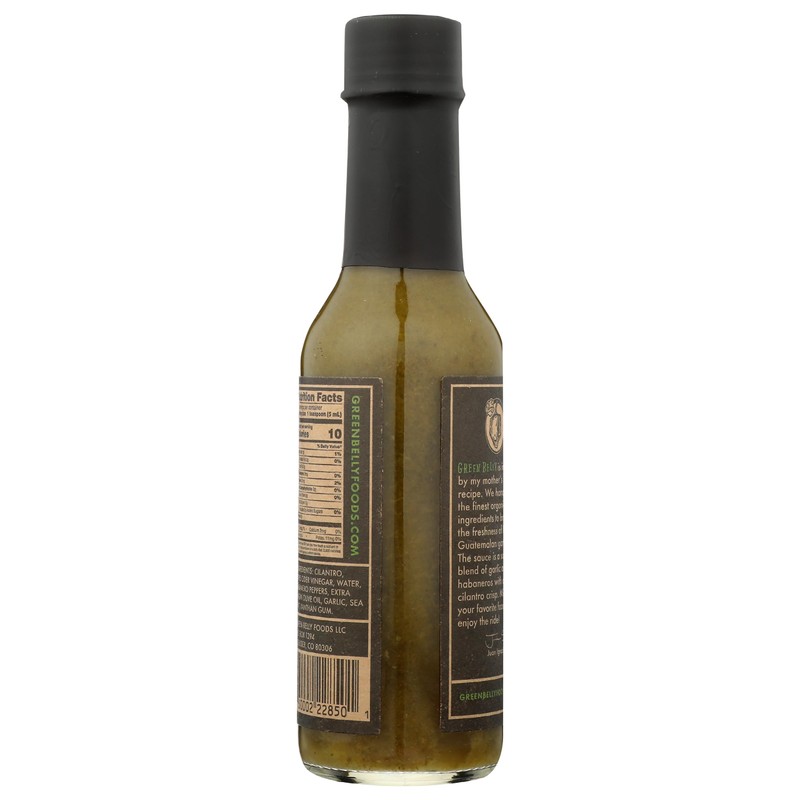 Green Belly Hot Sauce: uses Cilantro, Habanero, Garlic & Organic
