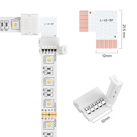 BTF-LIGHTING 5 Pin SMD 5050 RGBW Corner Connector 12mm Wide Strip Right Angle L shape Solderless Quick Splitter No soldering 10 PCS