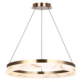 ELYNN 24 in. Round Gold Glam LED Pendant Chandelier with Acrylic Shade, Integrated LED for Dining Rooms and Living Rooms