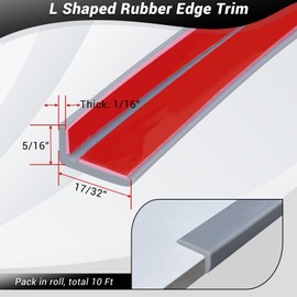 Tile Edge Trim, Flexible L Shaped Rubber Edge Trim, Small Size 90 Degree Tile Corner Trim, Peel and Stick Edging Trim for Tile and Wall Edges, Table Edge Trim, Grey Color, 10Ft, Rubber EPDM Material