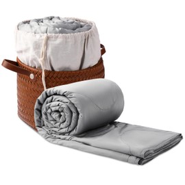 KOSMU Silk Comforter | 100% Silk Filling and 100% Bamboo Viscose Shell | Cool for Summer, Warm for Fall&Winter, Designed for Hot Sleepers (Ice Grey, King/Cal King 104”x90”, Net Silk Weight 722g)