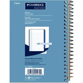 Cambridge Personal Notebook, 7 X 5 Inches, 140 Sheets/280 Pages, Assorted Colors (45470)