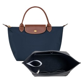 ATSEKTZ Purse Organizer Insert for Longchamp Le Pliage Tote Bag, Lightweight Felt Handbag Organizer with Cup Holder and Zipper Pocket, Compact Storage Insert for Totes and Handbags BLACK-S