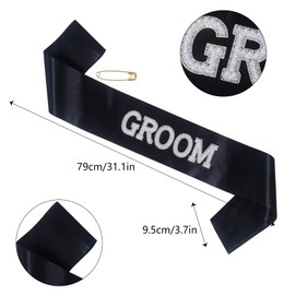 Dmnnlp Stag Party Accessories with Groom Sash and Badge, Stag Do Accessories Men for Weddings Engagement Bachelor Party Decorations, Black