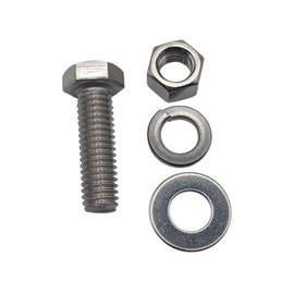 (8 Sets) 3/8"-16 x 1-1/4" Stainless Steel Hex Head Screws Bolts, Nuts, Flat & Lock Washers, 18-8 (304) S/S, Fully Threaded by MetalSpacersOnline