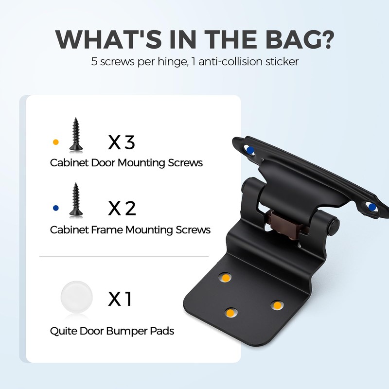 40 Pack (20 Pairs) 3/8 Inch Insert Kitchen Cabinet Hinges,