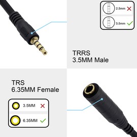 1/4" to 1/8" Adapter,6.35mm Stereo Jack to 3.5mm TRRS Male Audio Cable Connector Adapter for Amplifiers, Guitars, Pianos, Home Theater Equipment Etc.
