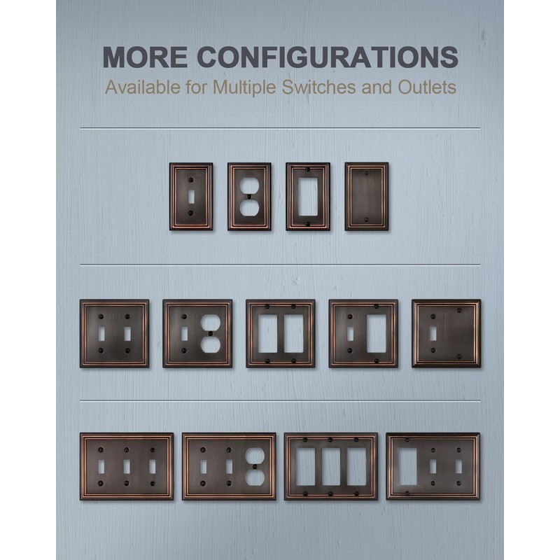 ZILLSEA Double Toggle Wall Plate, Decorative Aged Bronze Light Switch