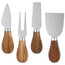 4Pcs Cheese Knives Set, Cheese Knives for Charcuterie Board, Stainless Steel Cheese Tools Including Knife, Fork, Slicer, Spreader for Party and Holiday Charcuterie Boards Accessories