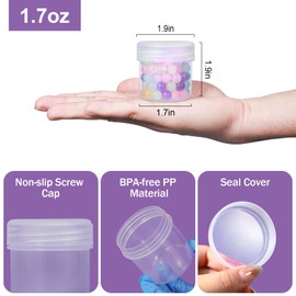 UMETASS Plastic Jars with Lids 1.7 oz, Leakproof Travel Size Containers, Empty Cosmetic Containers for Slime, Lotion, Creams, Skincare, Toiletries, Sample, Craft Supplies Storage (Clear, 4 Pcs)