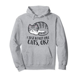 I Just Really Like Cats, Ok? Funny Cat Pullover Hoodie