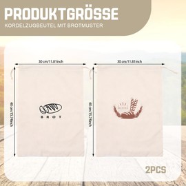 Bread Bags, 2 Linen Bags for Bread, Bread Bag for Storage and Freshness, Bread Bag for Baguette and More, Linen Bags for Bread, Set of 2