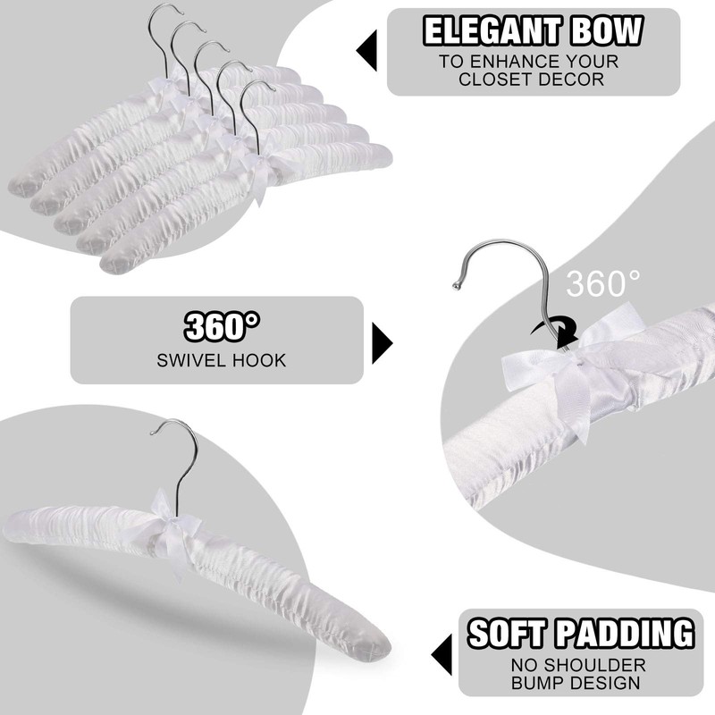 Jetec 24 Pieces Satin Padded Hangers with 360° Swiveling Hook
