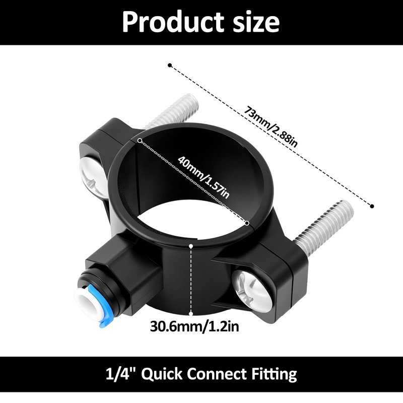 Drain Saddle Valve with 1/4" Quick Connect Plastic Water Filters,