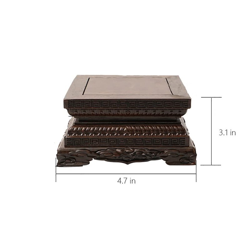 GOLDY&WENDY Square Ebony Wood Base Solid Wood Buddha Statue Ornament