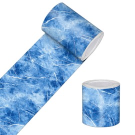 HOMETITUTE Wallpaper Border 4x196 Inch Peel and Stick Wall Border Wallpaper Border Self Adhesive Blue Crystal Texture Wall Trim for Bathroom Kitchen Backsplash Mirror Frame Sink Closet Entryway Decor