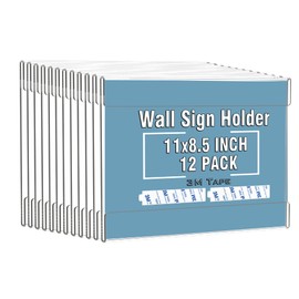 Dingelex Acrylic 8.5x11 Horizontal Sign Holder Wall Mount,Clear Door Sign Holder Hanging Plastic Document Holder,Acrylic Wall Frame Plastic Wall Holders for Paper,12 Pack,No Drilling, Landscape