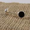 Sterling Silver Round Black Onyx Stud Earrings - Flat 9mm
