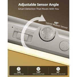 EZVALO Motion Sensor Closet Lights with Rotatable Sensor, 1800mAh Rechargeable Closet Lighting, 3 Color Temps, 90+CRI Magnetic Dimmable Cabinet Lights for Wardrobe, Pantry