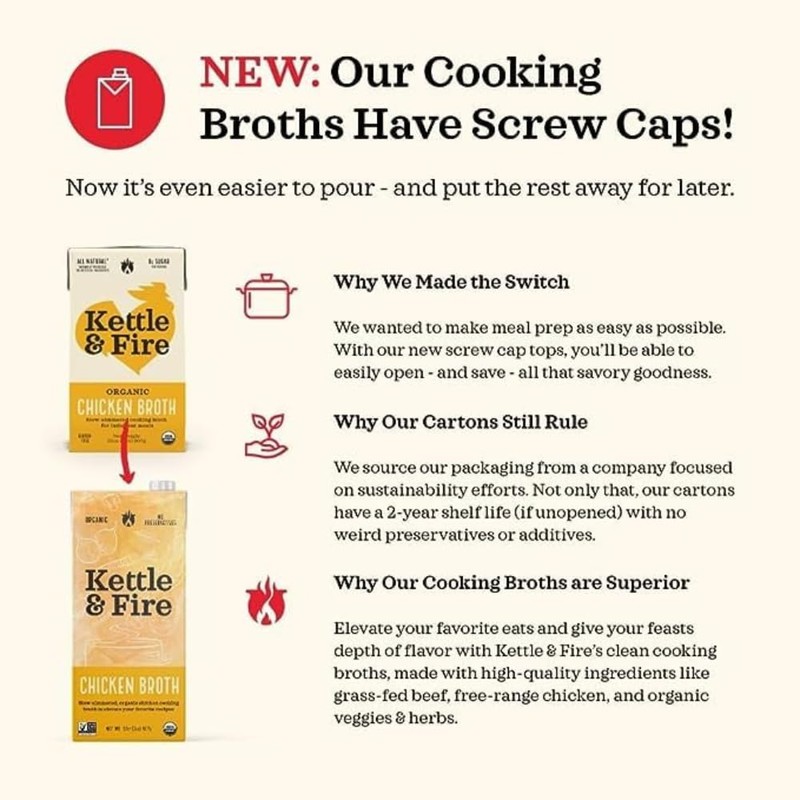 Kettle & Fire Low Sodium Beef Broth, 32 OZ