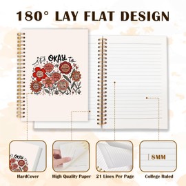 Qabliqo It's Okay to Floral Mental Health Spiral Notebooks, Inspirational Quote Journals for Writing, Mental Health Journal for Women, Positive Affirmation Notebook for Note Taking, 5.5x8.3 Inch