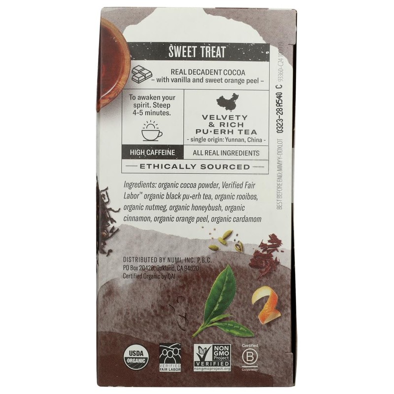 NUMI TEA TEA,OG2,CHOCOLATE PUERH, 16 BAG